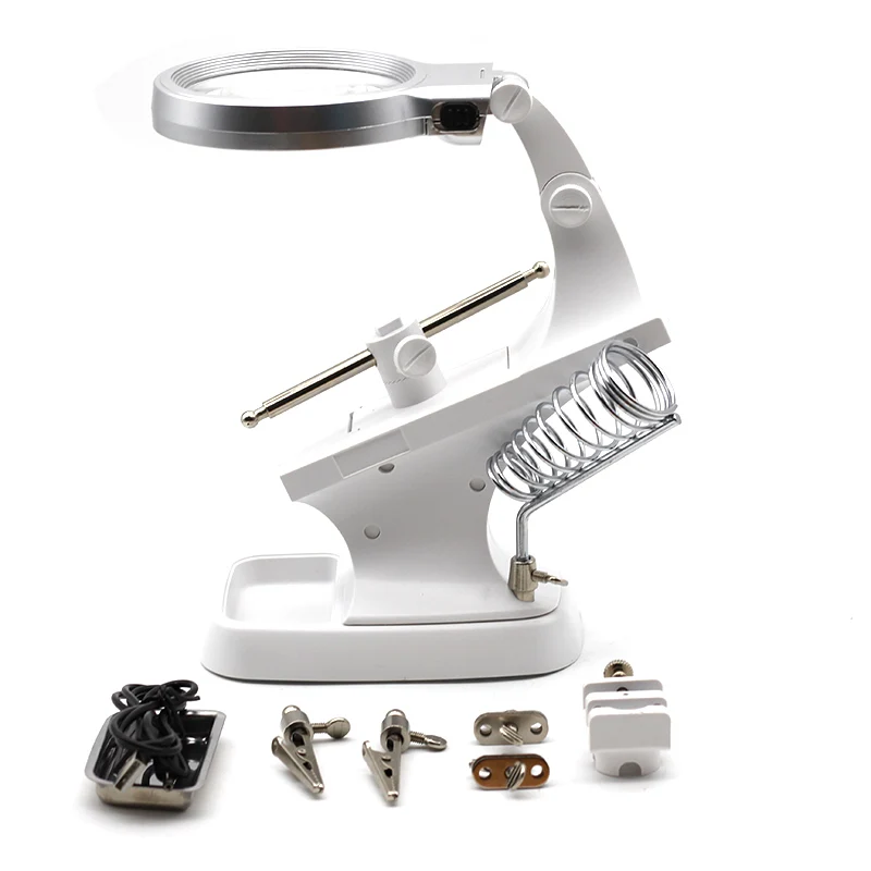 

Table Magnifier 360 Rotating Desk Welding Repair Magnifier Lamp Holder With Light For Soldering Clip Magnifying Glass LED Loupe