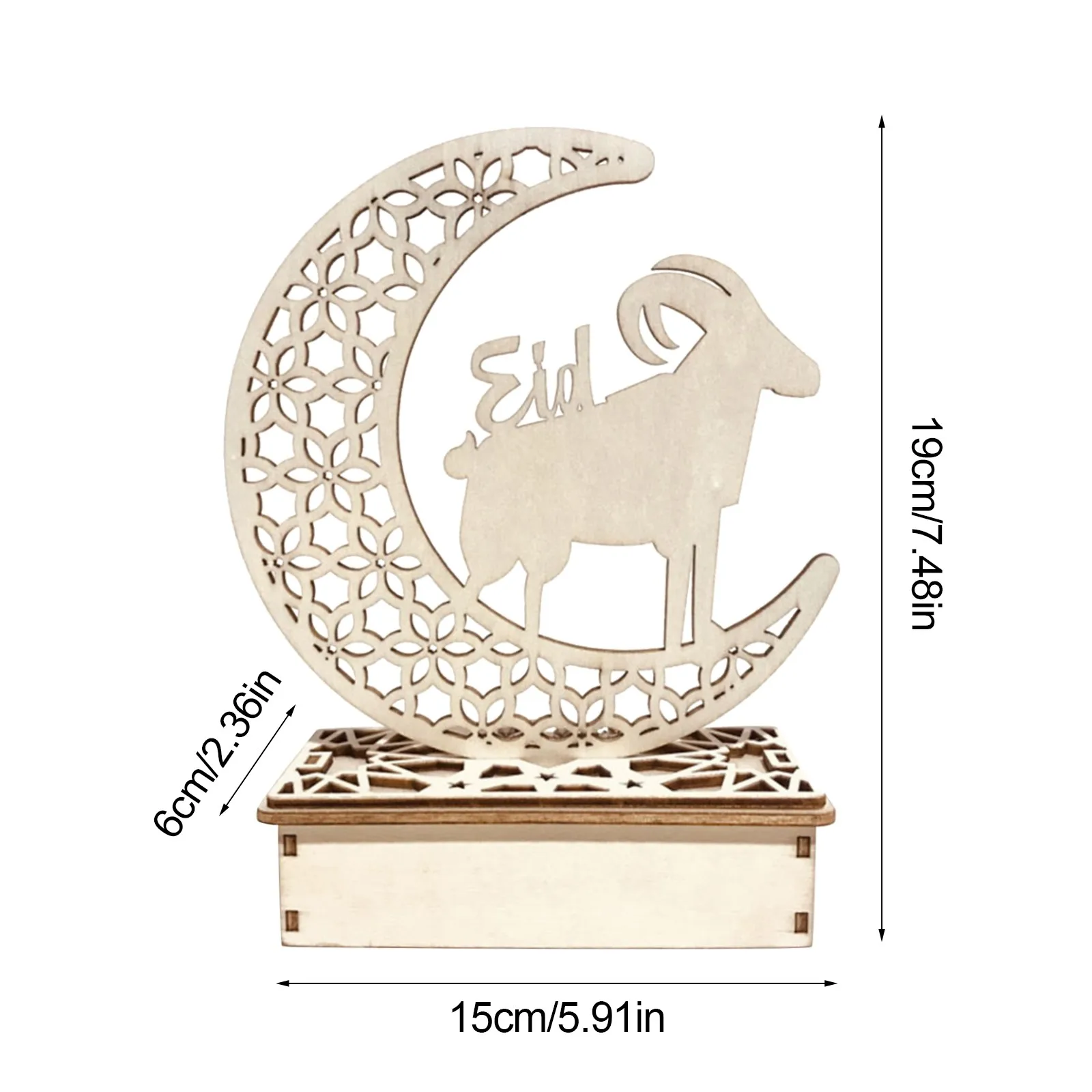 

EID Mubarak Wooden Pendant with LED Candles Light Ramadan Decorations For Home Islamic Muslim Party Eid Decor Kareem Ramadan