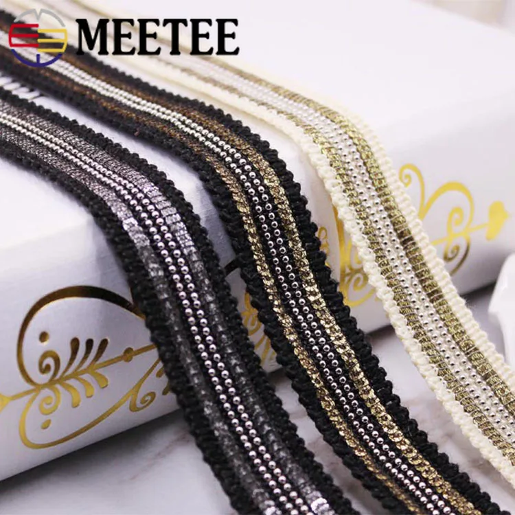 

18m 20mm Sequin Beaded Laces Trim Ribbon DIY Clothing Wedding Dress Lace Tape Fabric Sewing Garment Bag Accessories Decoration
