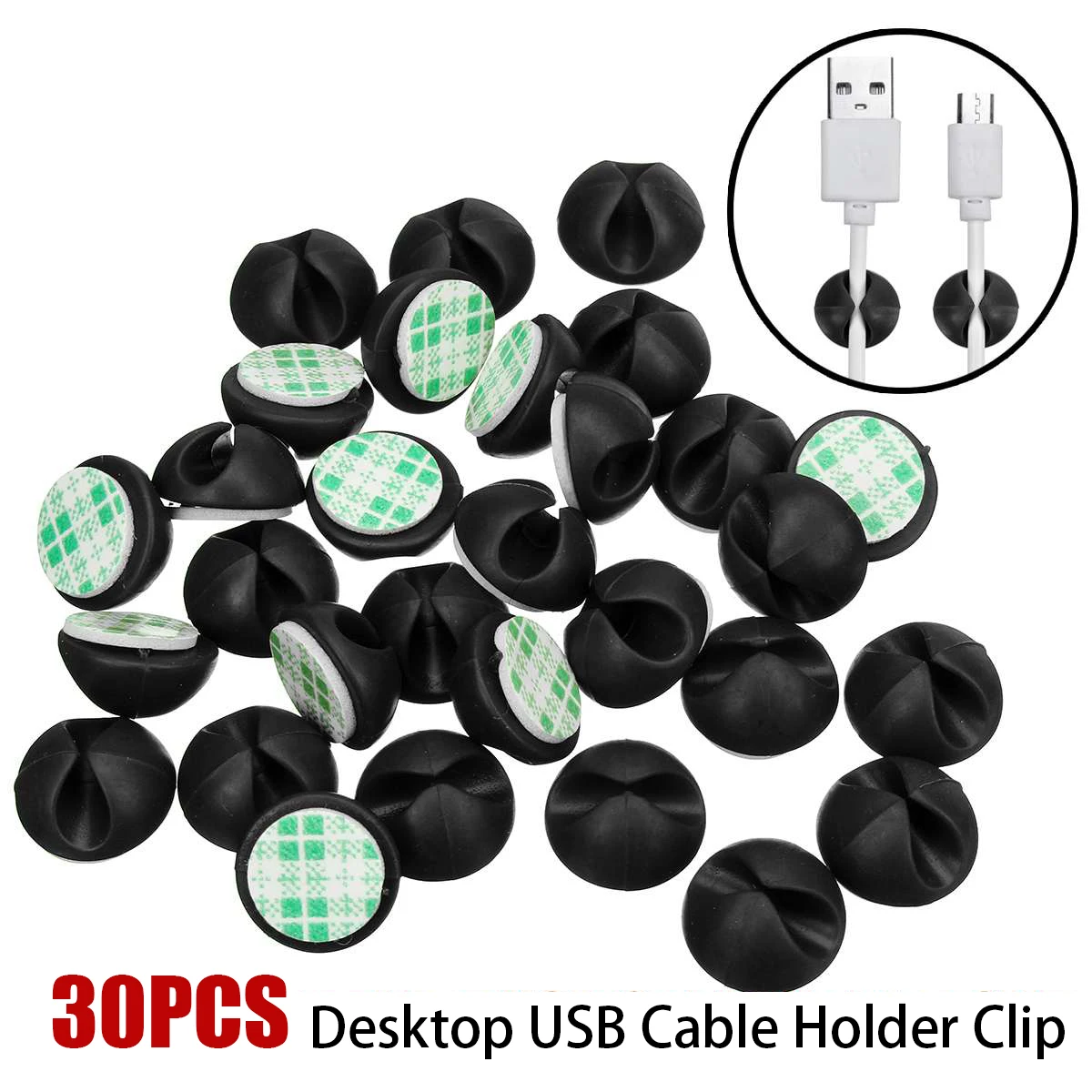 

30pcs Car Desk Wall USB Wire Cable Line Fastener Clip Clips Holders Organizer Retainer Clamp Clamps Tie Lines Fixed