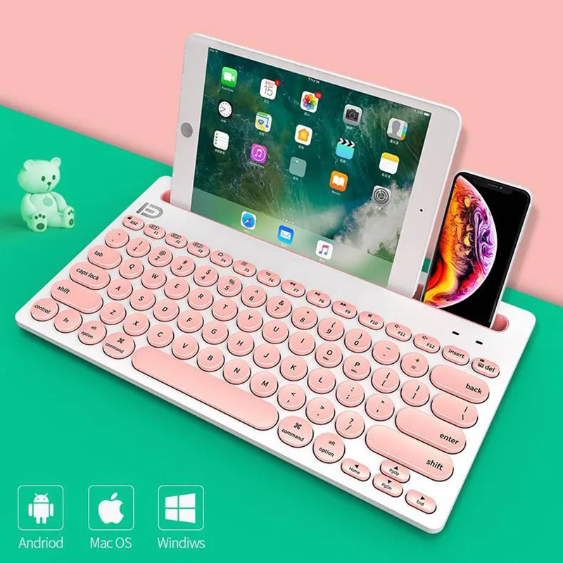 

78 Keys Wireless Bluetooth Keyboard Multi-devices Connection Rechargeable Office Keyboard Silent Ultra-slim for Notebook PC