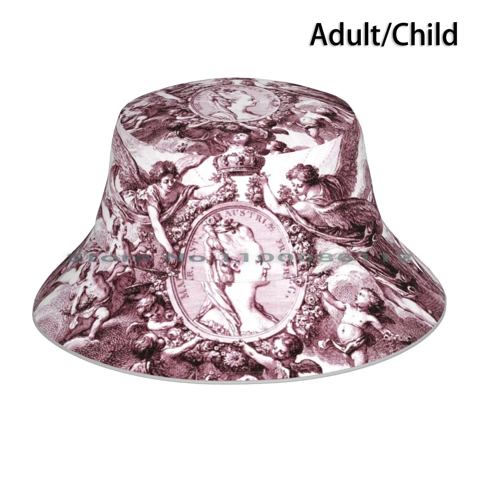 

Marie-Antoinette Cameo Bucket Hat Sun Cap Marie Antoinette Queen Of France French History Crown Putti Rococo Foldable Outdoor