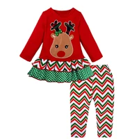 2020 new christmas infant baby girls clothing sets cartoon deer long sleeve topsstripe pants toddler girls clothes suit