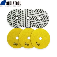shdiatool 6pcs diamond resin bond dry polishing pad 4100mm grit 100 granite marble stone flexible sanding disk polisher disc