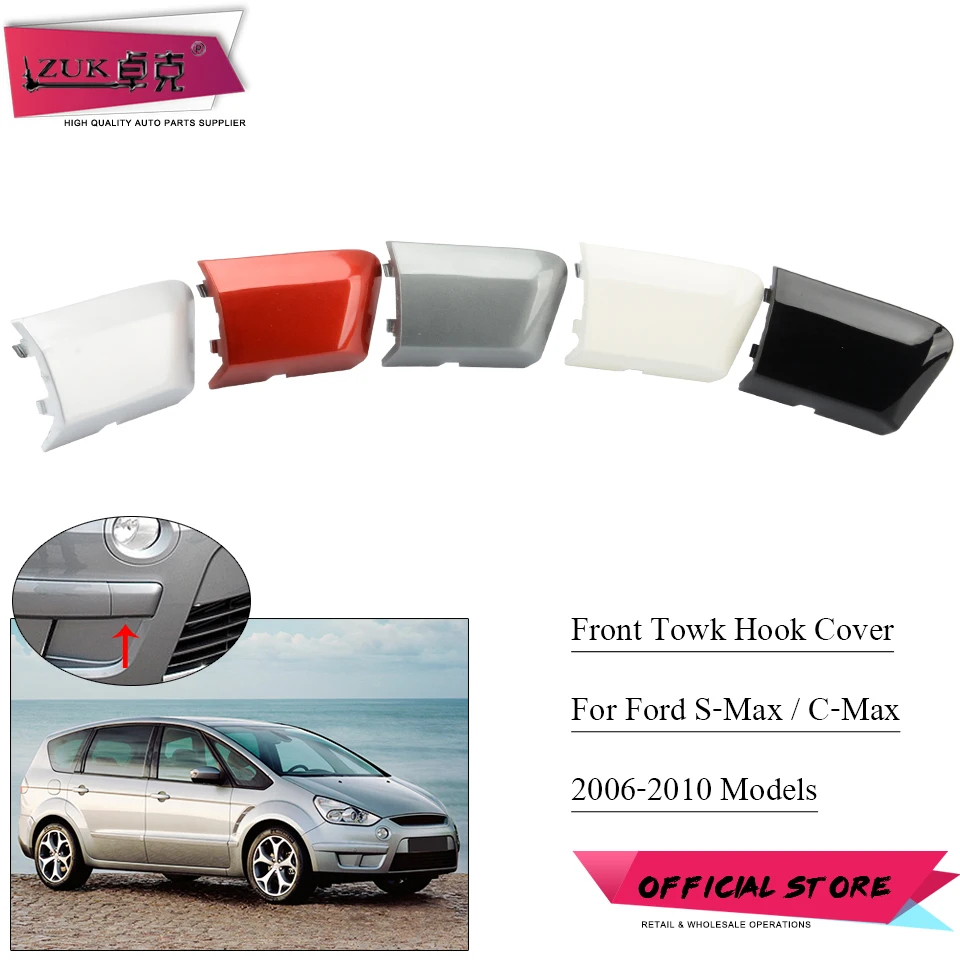 

ZUK Silver Black Red Grey Front Bumper Towing Hook Cover Lid For Ford For C-Max / S-Max 2006-2010