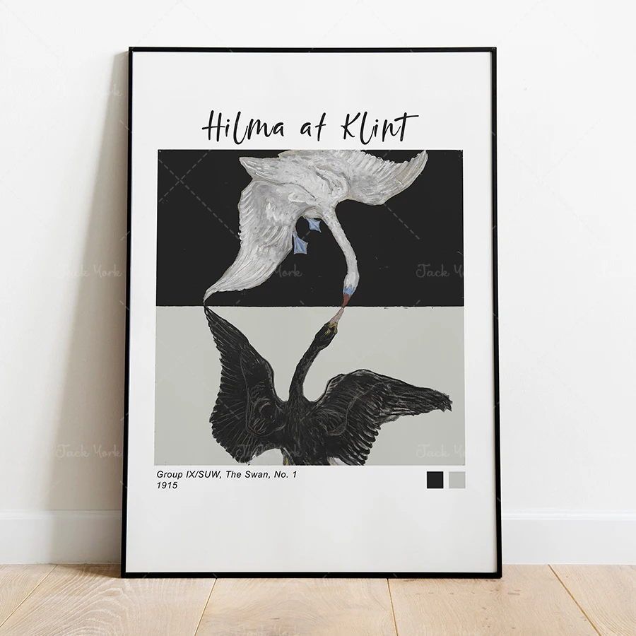 

Hilma Af Klint Vintage The Swan Black and White Art Exhibition Poster