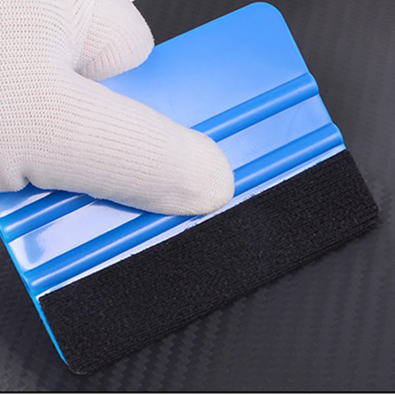 1PC Auto Styling Vinyl Carbon Fiber Window Ice Remover Cleaning Wash Car Scraper With Felt Squeegee Tool Film Wrapping 10x7cm | Автомобили