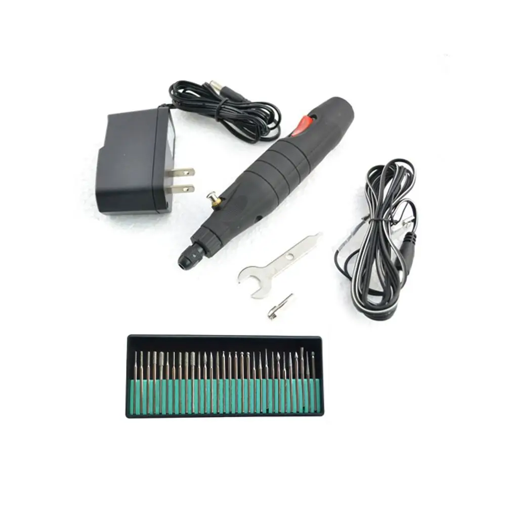 

12V Стоматологическая лаборатория протез мини недостаточно совершенная Шлифовка с помощью лазерной гравировки ручка Гриндер для ногтей с украшением в виде кристаллов резной Агат машина + 30 шт. шлифовальные иглы