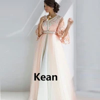 Peach Moroccan Kaftan Mother of the Bride Dresses Appliques Evening Dress Vestido de Renda Groom Mother Formal Party Dress