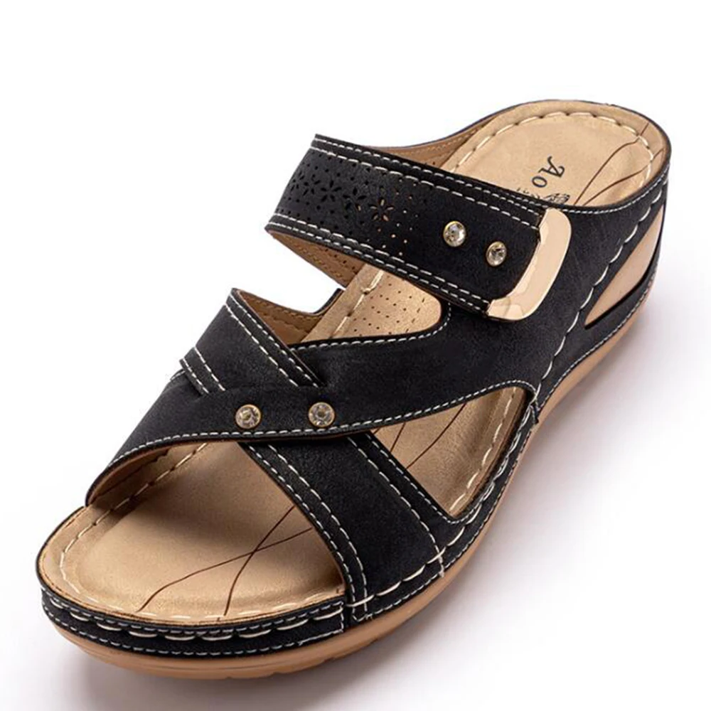 

Шлепанцы женские с открытым носком, повседневные сандалии на платформе, танкетка, сланцы, пляжная обувь, zz161, лето