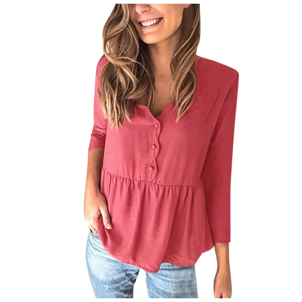 Женская Весенняя Свободная шифоновая блуза размера плюс с рукавом 3/4 винтажная