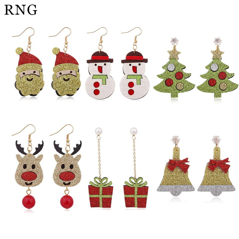 RNG новые рождественские серьги Санта Клаус Снеговик Рождественская елка