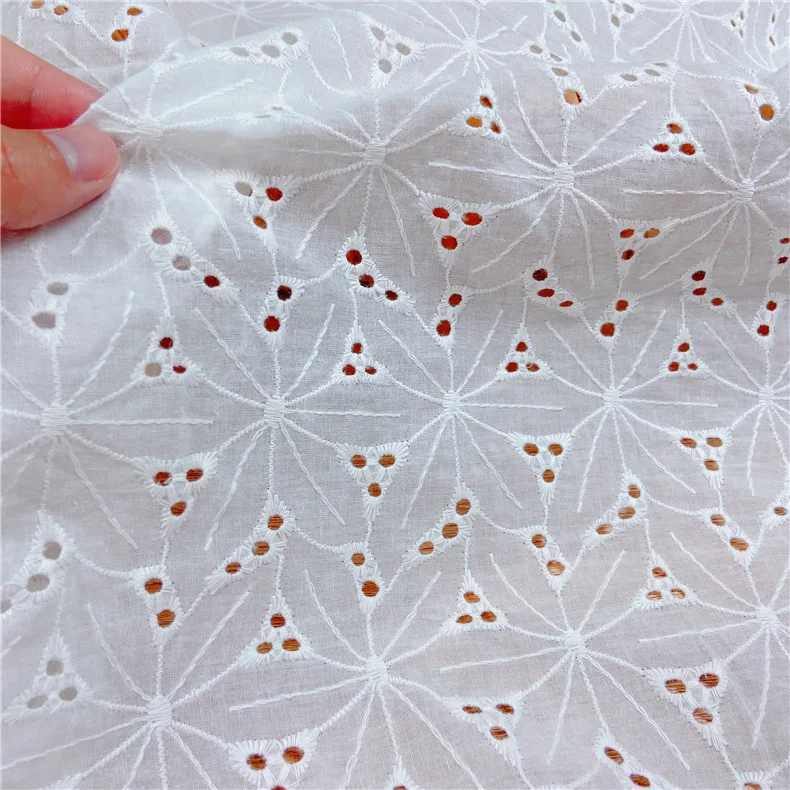 

Cotton Lace Fabric Eyelet Fabric Flower Embroidery Fabric For Clothing Skirt Home Textile Accessories DIY Tissue