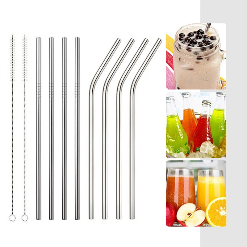 Urijk Reusablew Drinking Straw Colorful Straw Silicone Sleeve With Clear Brush Bar Supplies Stainless Steel Straw High Quality