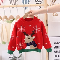 2021 autumn winter christmas girls princess dress kid sweater cartoon deer children clothing baby knitted skirt jumper pullover