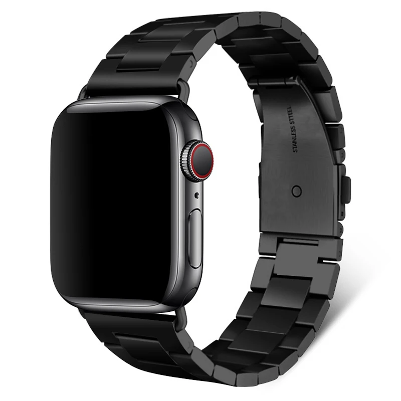black Ремешок из нержавеющей стали для Apple Watch 42 мм серия 5 4 3 2 1 сменная классическая версия для iWatch ремешок 38 мм металлический ремень - Цвет ремешка: black