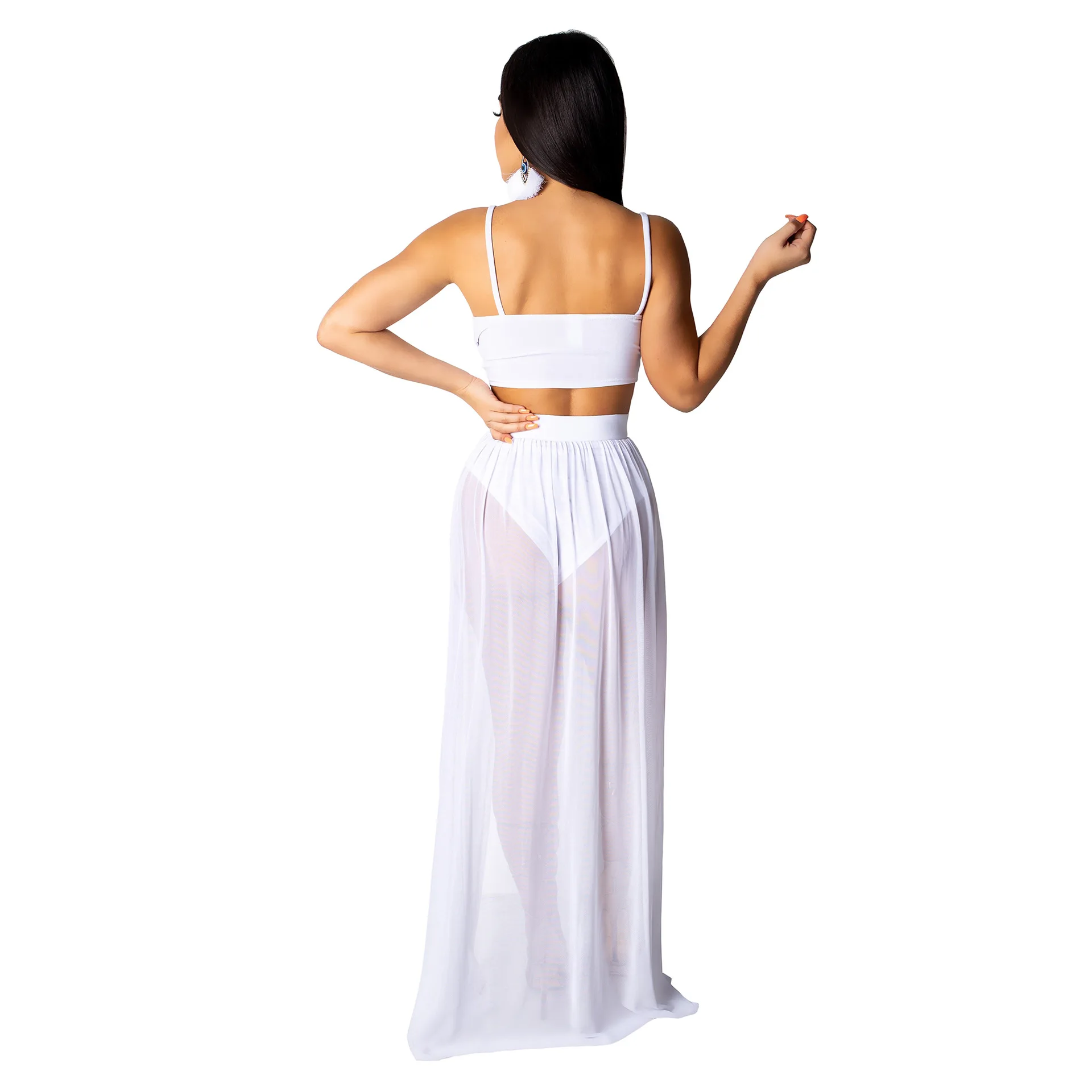 Сексуальные шифоновые с длинным разрезом летнее платье комплект элегантный без