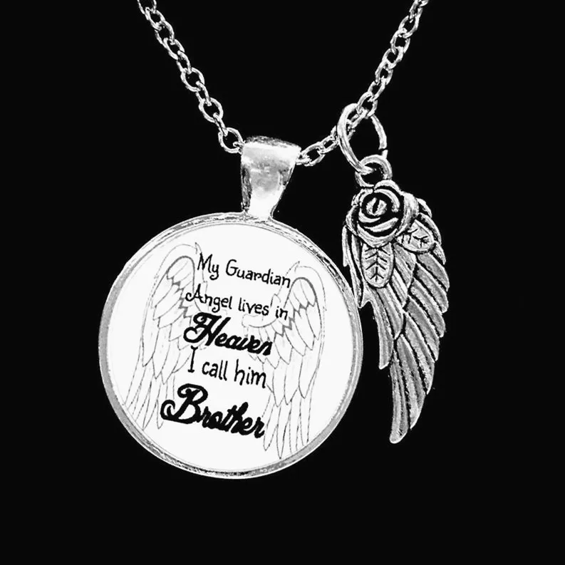 

Memorial Necklace Brother, Brother Angel, My Guardian Angel Brother