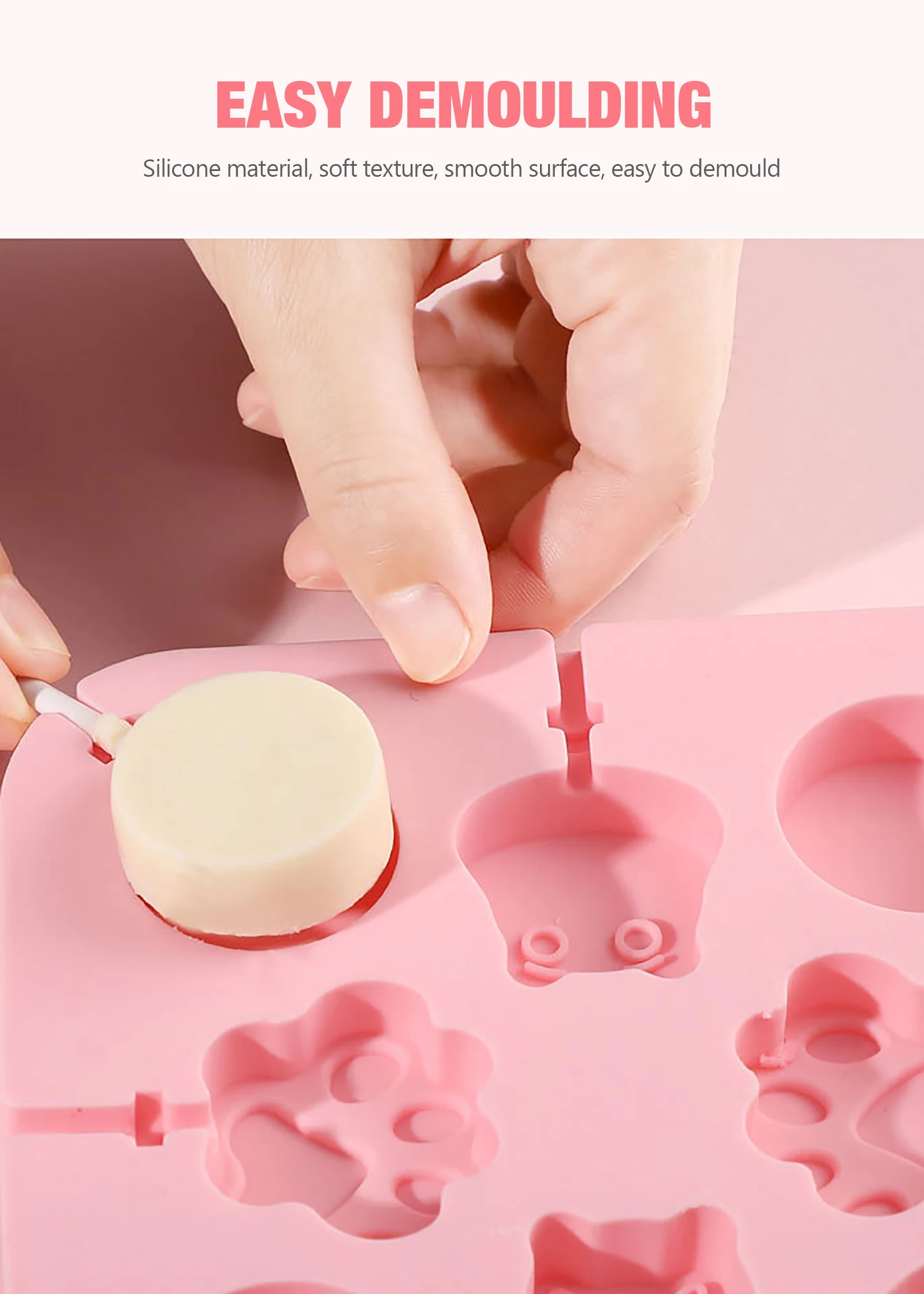 

8 Hole 3d Cat's Claw Shaped Silicone Lollipop Mold Diy Chocolate Soap Form Baking Mold Pastry Baking Tray Cake Decoration Tool