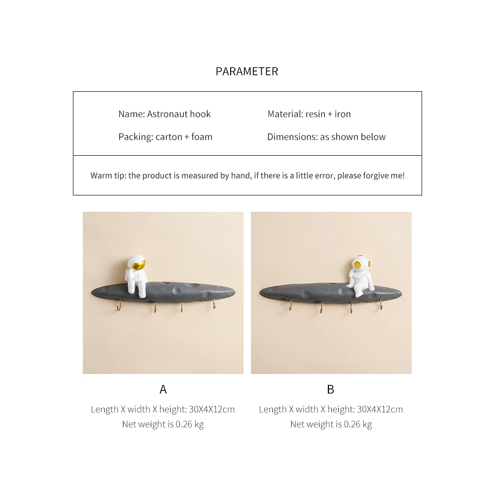 

Nordic Style minimalist decor Creative Spaceman Hook Living Room Room Wall Decoration Craft Pendant Wall Hanging Clothes Rack
