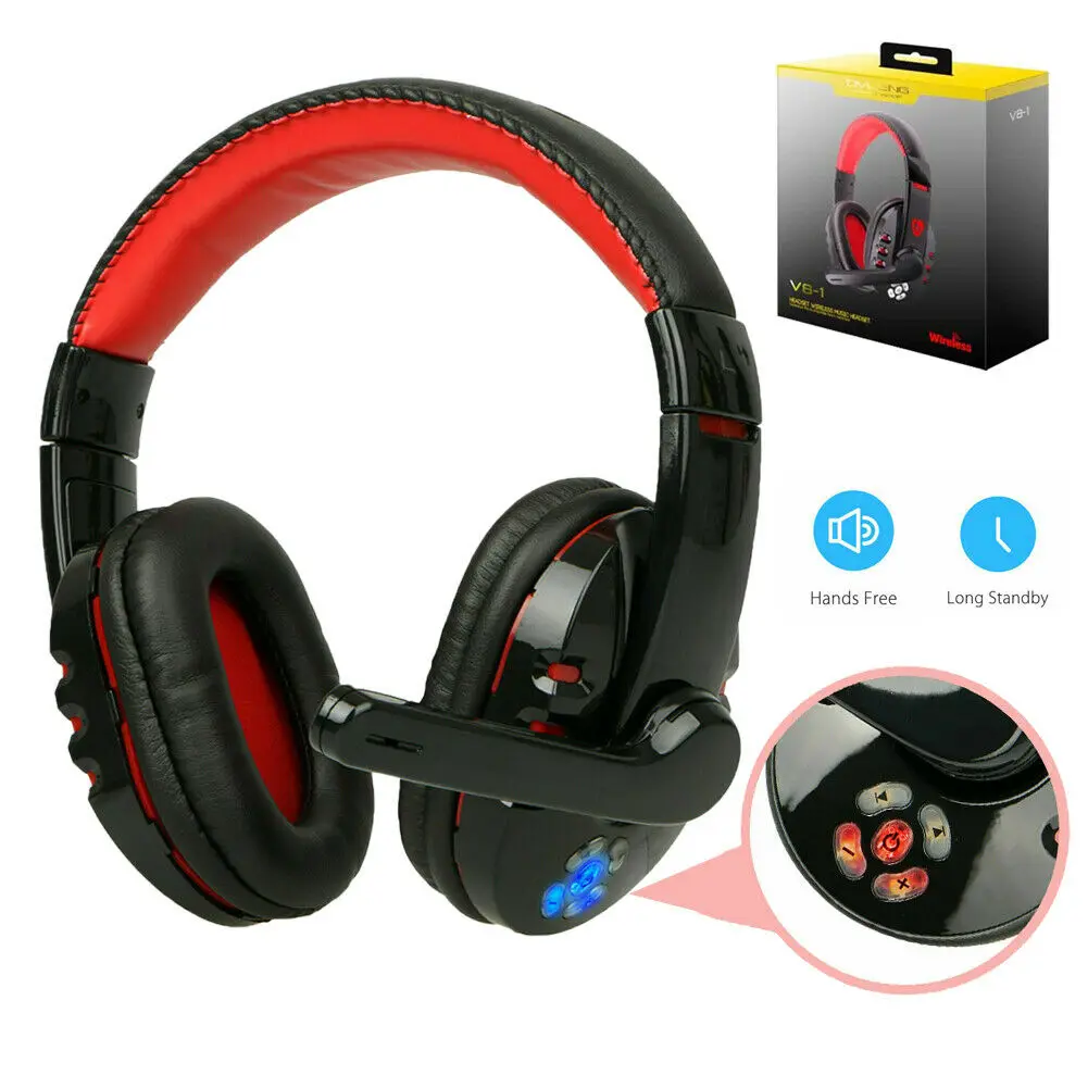 Foldable Wireless Bluetooth On Ear Headphones LED Glowing Headset Earphone + MIC Gaming Headphone | Электроника