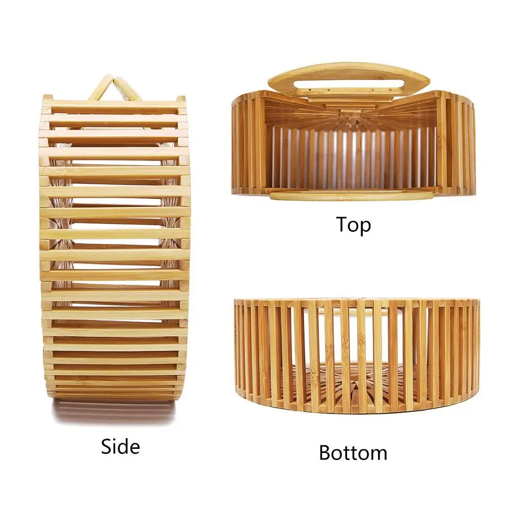 New Style Bamboo Ladies Handmade Hand-carrying Bamboo Bag Beach Bag Semi-circular Bamboo Woven Bag Bamboo Knot Bag