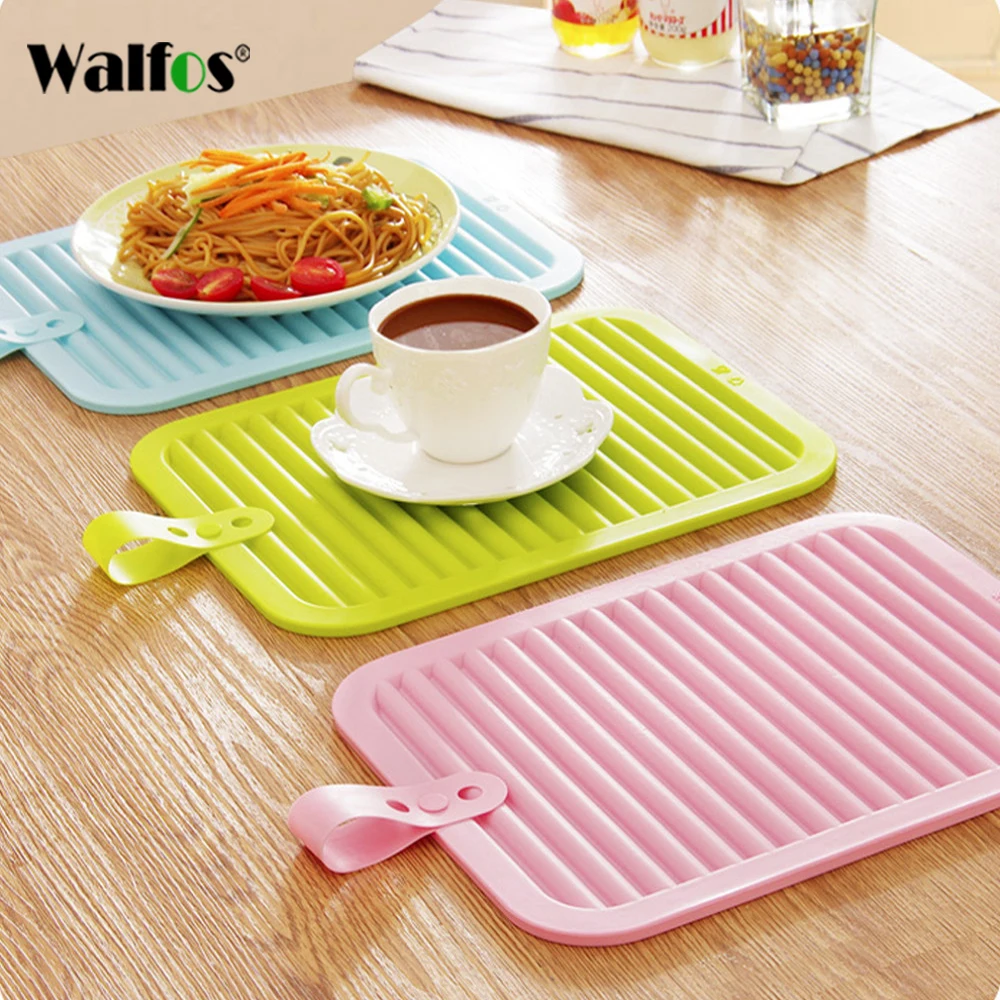 

Walfos 1pc Big Size 11.6*8.86 Inch Silicone Heat Resistant Pad Non-Slip Drain Tableware Mat Silicone Drying Mat