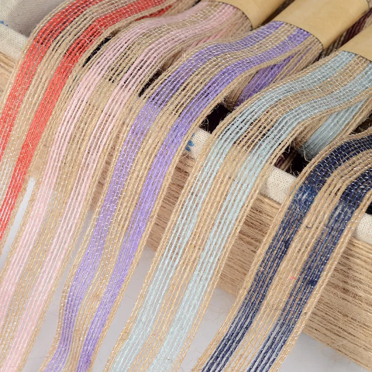 2 м/лот 25 мм Натуральная искусственная оплетка из джутовой ткани в шелковых