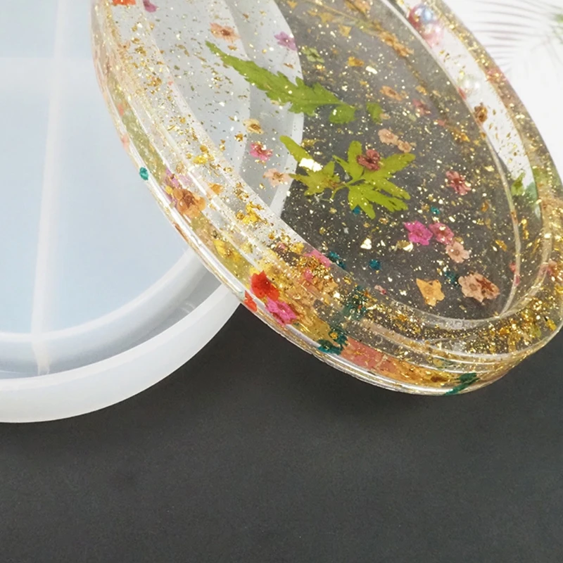 

Ocean Fish Scale Oval Tray Crystal Epoxy Resin Mold Fruit Plate Storage Box Silicone Mould DIY Crafts Decorations Tool