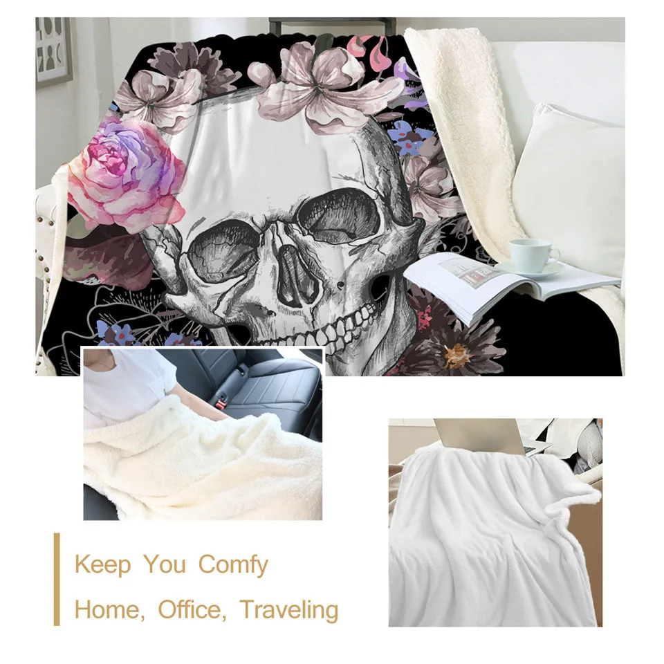 Постельное белье сахарное одеяло с черепом для кровати цветочными розами тонкое