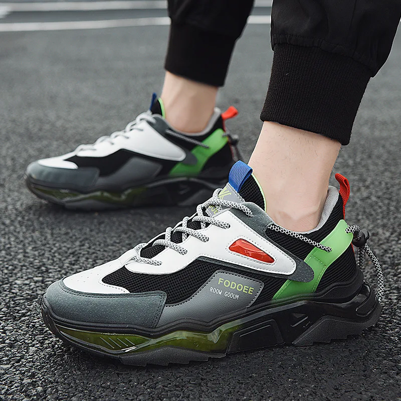 

Sneakers Men Mesh Breathable Running Sport Shoes Light Soft Thick Sole Lace Up Men Shoes Comfortable Outdoor Athletic Shoes Men