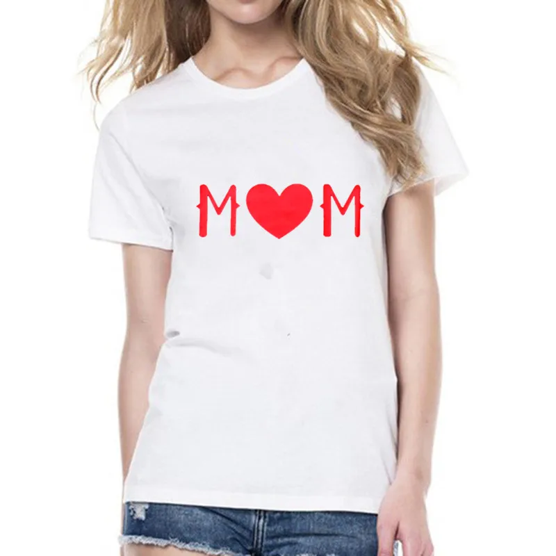 Модные футболки; забавные Семейные футболки с надписью «i love mom»; Летние Семейные комплекты с короткими рукавами; одежда для мамы и детей