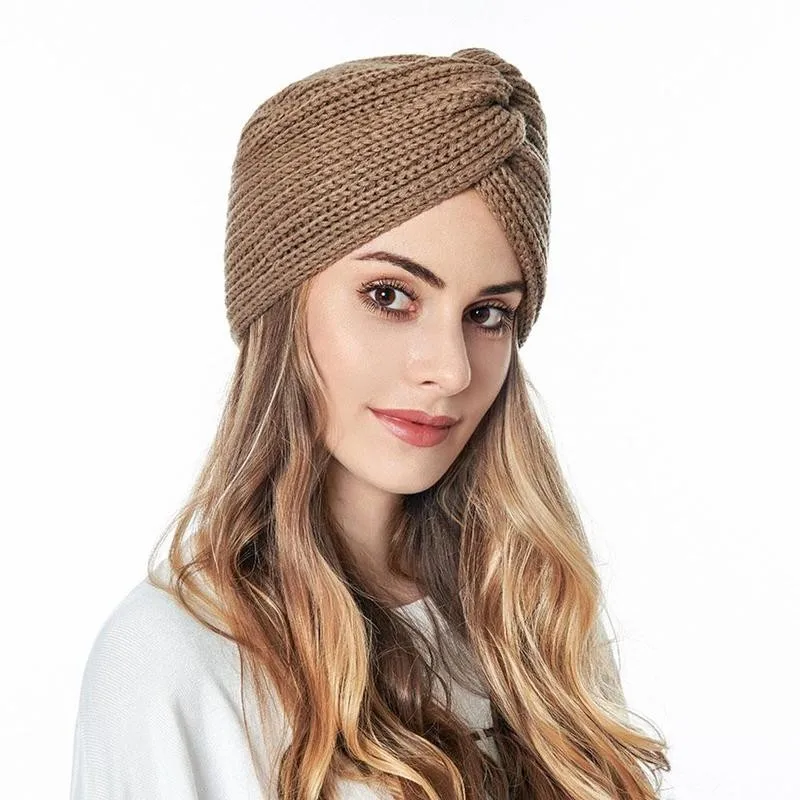 

1pcs Beanies Knitted Hat Knit Turban Wool Casual Winter For Women Skullies Beanies Cap Band Hat Braided Knitted Hair Hats W1Q7