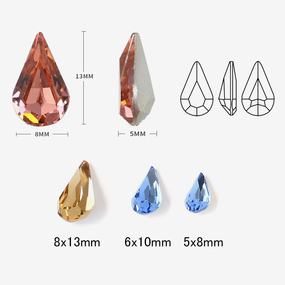 30 шт. в форме капли блестящие камни ремесла Стразы и кристаллы клеевые бусины на
