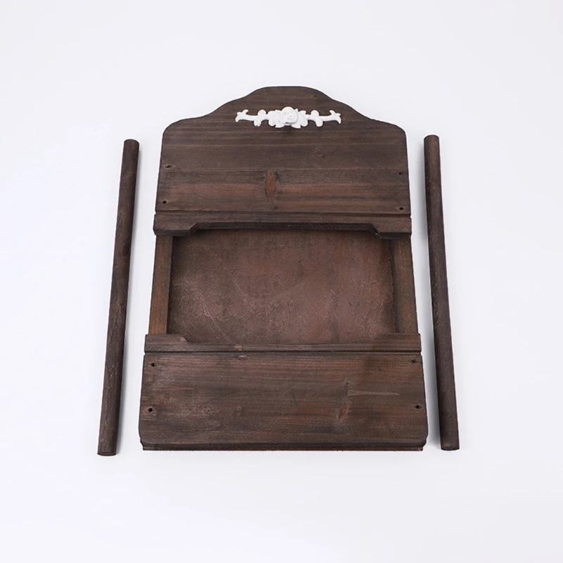 

4X7C Newborn Posing Detachable Mini Bed Baby Photo Shooting Props Wooden Crib Infant Photograph Accessories