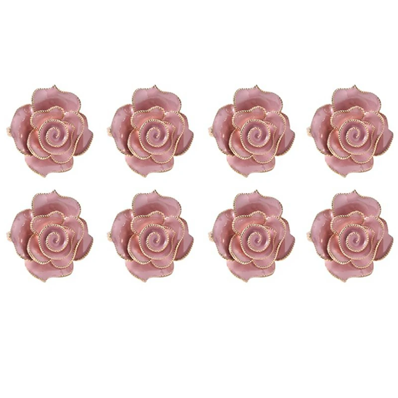 

Flowers Napkin Rings,Hotel Tableware Table Set Jewelry,Creative Napkin Buckle,European-Style High-End Napkin Ring(8 PCS)