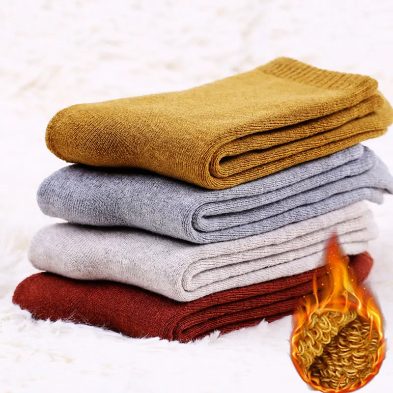 

1 Pairs Plus Fleece Business Socks Breathable Comfortable Terry Solid Male Casual Socks Thicken Men Socks Warm Cotton Socks