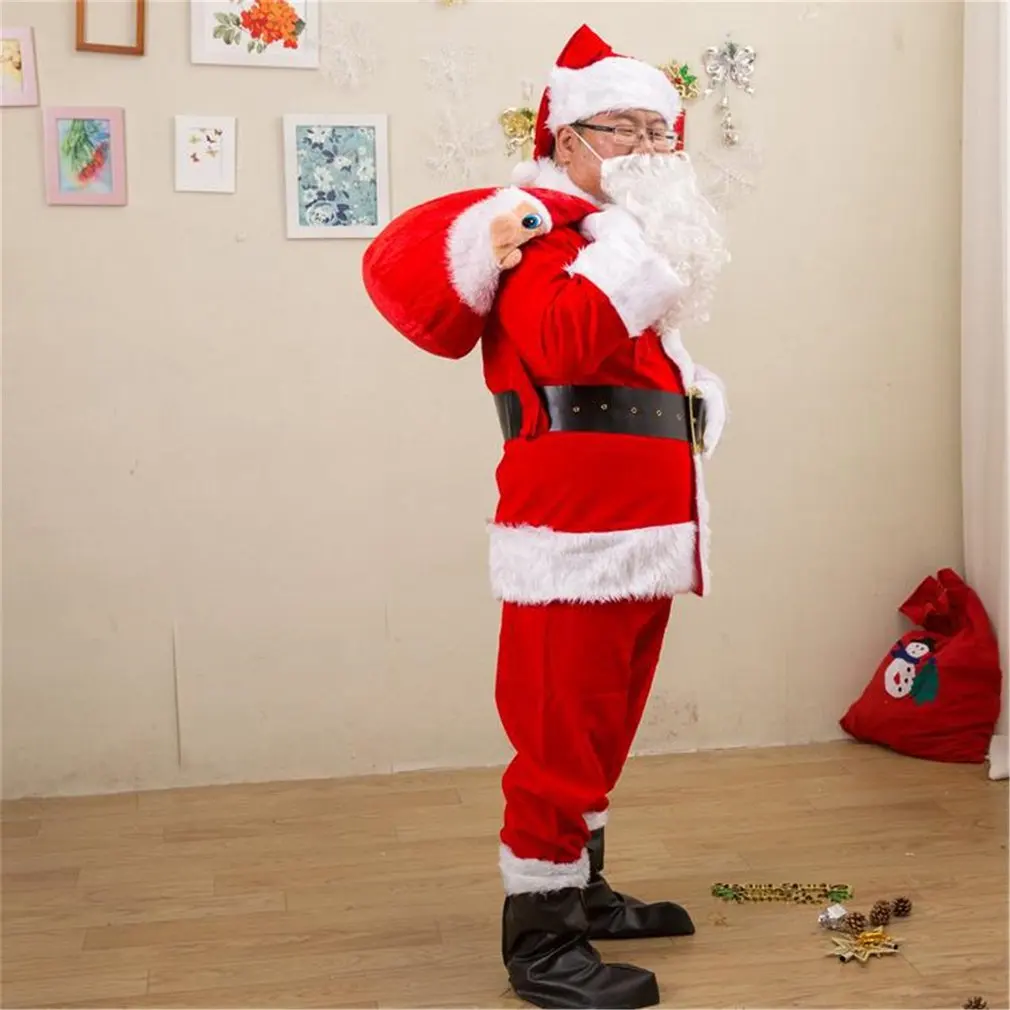 Злой костюмы супер люкс 8 шт. наряд Санта Клаус мужской пиджак полиэстер с длинным