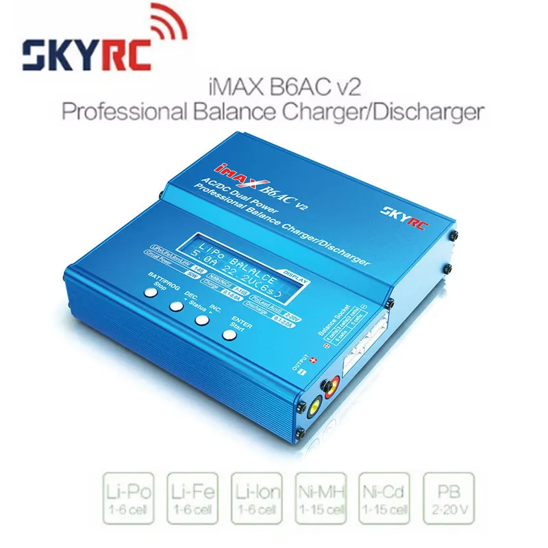 SKYRC iMAX B6AC V2 Зарядное устройство 6A 50 Вт AC/DC Lipo NiMH Pb Dis зарядное с адаптером ЖК дисплей