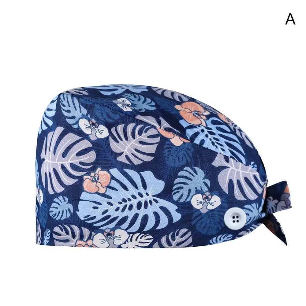 

High Quality Cartoon Printing Caps Scrubs Caps Adjustable Unisex Multicolor Spa Pet Store Working Hat Cotton Elastic Scrubs Caps