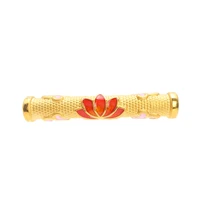 new solid pure 24kt 3d yellow gold pendant women enamel lotus bead pendant 1 1 3g 31 85 53mm only pendant