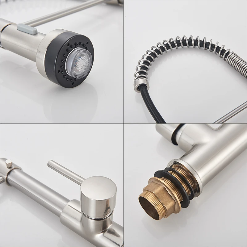 Смеситель для кухни Senlesen светодиодный кран с пружинным носиком матовый никель