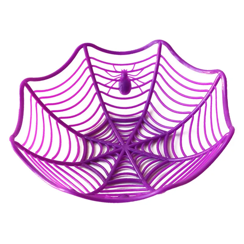 

Halloween Party Supplies Halloween Spider Web Plastic Fruit Bowl Basket Trick or Treat Candy bowl Holder props Halloween Decor