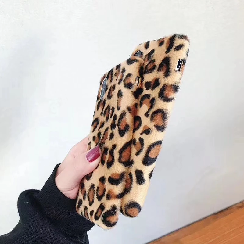 Зимний теплый плюшевый чехол с леопардовым принтом для Xiaomi Mi 8 9 6 6X 5X SE CC9 CC9E MIX 3 2S