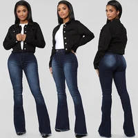 2020 fallwinter new womens high waist flare jeans stretch slim denim long pants casual bootcut jeans s 2xl drop shipping