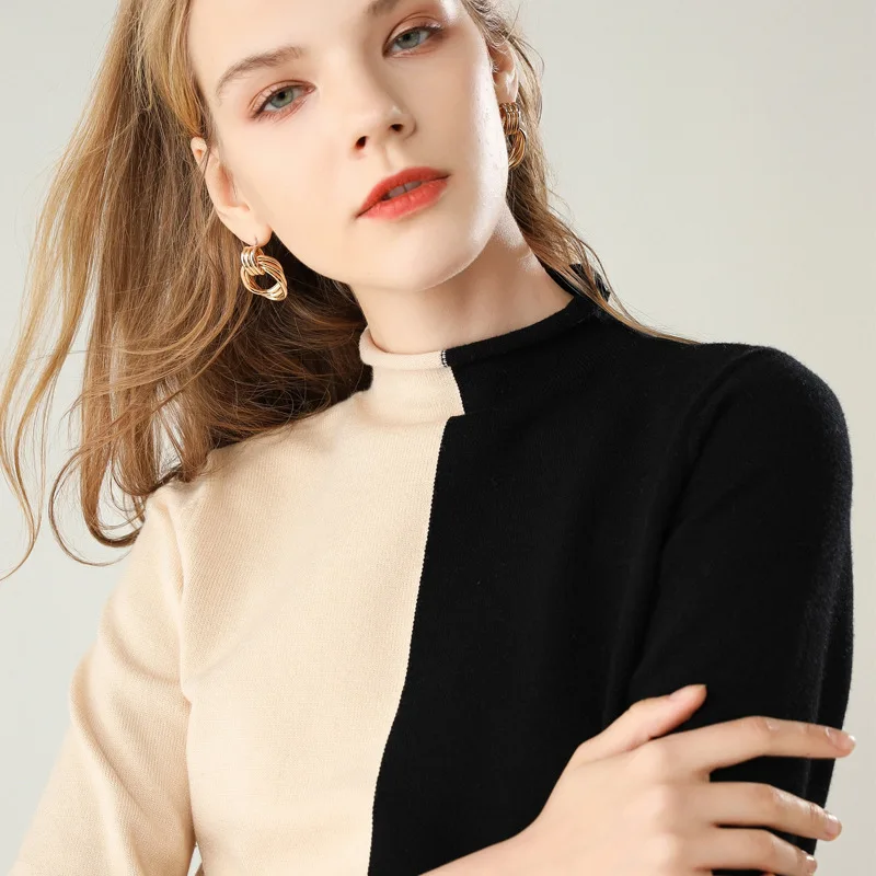 Модный зимний кашемировый свитер с высоким воротником женские осенние 2019