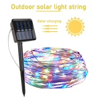 led solar string light 12m 22m 32m outdoor waterproof copper wire lights garland fairy lamp christmas wedding party decoration