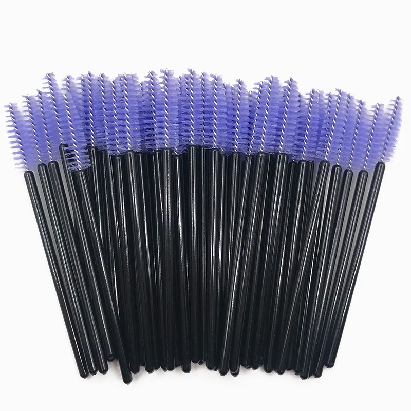 Black Purple 50 шт./упак. одноразовая щетка для ресниц тушь для ресниц палочки для кисти микро щетка-расческа для ресниц мотальные набор инструментов для макияжа - Handle Color: Black Purple
