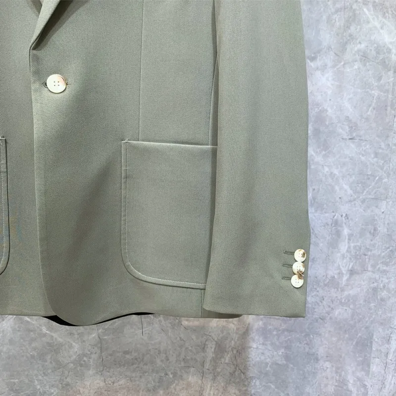 

Korean Style Fashion Slim Suit Jackets Mens New Notched Single Breasted Pockets Split Casual Pants Vintage Two Piece Suit