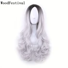 Волнистый синтетический парик для косплея, женский, блонд, черный, серый, розовый, зеленый, красный, синий, бордовый, коричневый